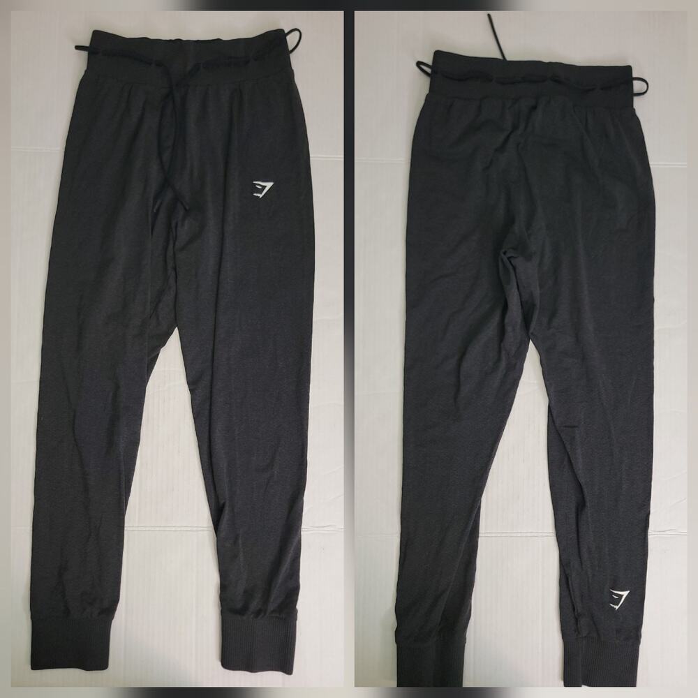 Gymshark Joggers Pants Womens SZ Small Tapered Soft Gray Black High Rise Logo